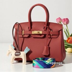 Elegant Red Leather  Women's Satchel Crossbody Handbag with Sacrf/Pony 25CM